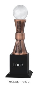 high quality antique bronze <b>trophy</b> wood base custom round corporate logo appreciation award vintage office decor gift bulk - Product Image 2