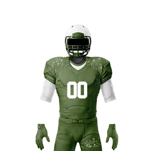 Custom American Football Jersey Uniform Set Green V-Neck Short Sleeve Moisture Wicking Fitted <b>Men's</b> All Seasons Apparel - Product Image 4
