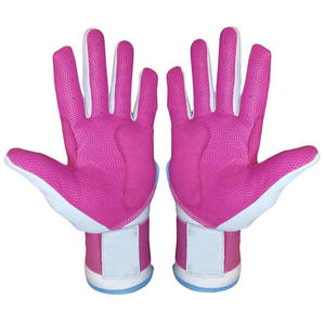 New Pink White Leather Adult Baseball Batting Gloves Breathable Textured Palm Enhanced Grip <b>Adjustable</b> Wrist <b>Strap</b> XL XXL L - Product Image 2