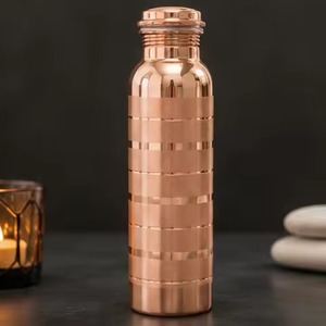 Modern Luxury Hammered Copper Metal Travel Water Bottle Portable Reusable <b>Drinkware</b> for Yoga Gym Office - Product Image 4