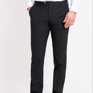 Pantalon de bureau professionnel pour homme, style formel, coupe droite, en toile respirante, taille mi-haute, poids moyen, tenue élégante - Product Image 1