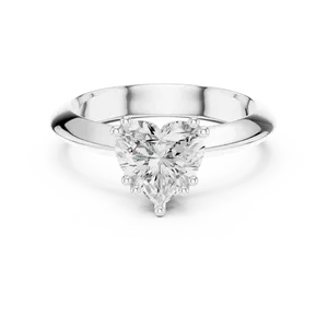 Anillo de compromiso y nupcial solitario de oro macizo de 18K con diamante cultivado en laboratorio en forma de corazón, certificado IGI, de 1.5 quilates, con seis garras y montura alta tipo catedral. - Product Image 2