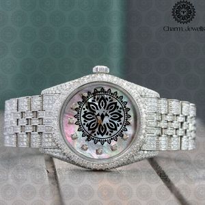 Montre de luxe Charm Jewels en acier inoxydable, cadran rond de 38 mm, cristal saphir, mouvement à quartz, design tendance pour femmes - Product Image 1