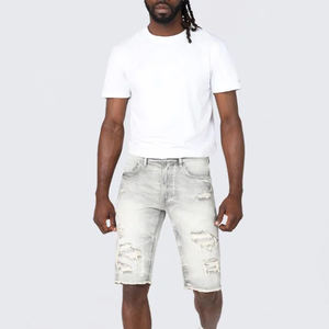 กางเกงยีนส์ขาสั้นผู้ชายทรงปกติแบบลำลองสั่งทำขายส่ง สไตล์ใหม่สีพื้นสำหรับขาย - Product Image 4