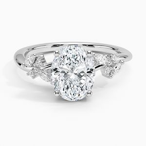 Anillo BOJ 0149 con Corte Ovalado, Plata 925, Engaste de Racimo Marquise, Anillo Solitario con Diamante de 2ct, Color D, VVS1, Moissanita, Certificado GRA, en Oferta - Product Image 1