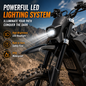 Bicicleta Eléctrica Todoterreno de Aluminio con Motor Central de Accionamiento Directo, 7000W Pico, 250Nm Torque, Batería de Litio 72V25Ah, LED - Product Image 5