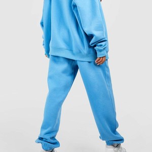 Wholesale New Style Custom Design Printed Logo Blue Oversized Tracksuit for Women Zipper Closure Winter Sportswear OEM Services - Product Image 2