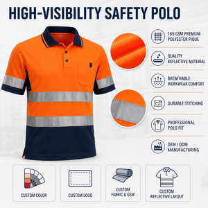 Custom Uniform Durable High Visibility Work Polo <b>Bird</b> Eye Polyester Quick Dry Logistics Workwear Workwear Manufacturer - Product Image 3