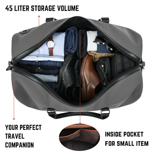 IRNADO JADEN Bolsa de Lona Gris Plegable de Gran Capacidad con Cierre, Bolsa de Viaje de Fin de Semana Unisex de Alta Calidad, Equipaje de Poliéster - Product Image 6