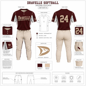 OEM Custom Vintage Men's Softball Uniform Burgundy Button-<b>Down</b> Baseball Jersey Cream Pinstripe <b>Pants</b> Personalized Team Kit - Product Image 5