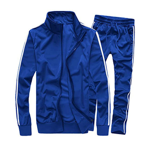 Chándal Azul para Hombre, Color Sólido, Cierre Completo, Ropa Deportiva con Bolsillos Laterales, Corte Regular, para Otoño - Product Image 4