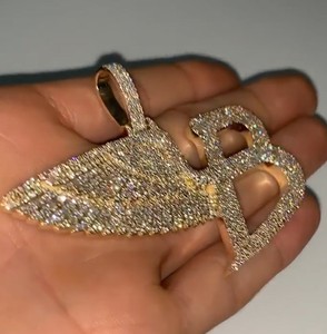 Collar con Colgante Hip Hop Personalizado de Fábrica, Colgante B, Plata 925 o Oro K - Product Image 1