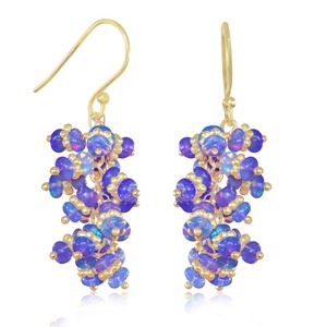 Pendientes Colgantes de Plata de Ley Chapados en Oro con Ópalos y Cuentas, con Cristales Morados y Azules, Ideales para Regalo de Boda o Fiesta - Product Image 1