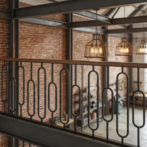 Barandilla de Escalera Moderna de Hierro Forjado con Adornos, Paneles Decorativos de Metal con Espirales, Balaustres para Escaleras Interiores y Balcones - Product Image 1