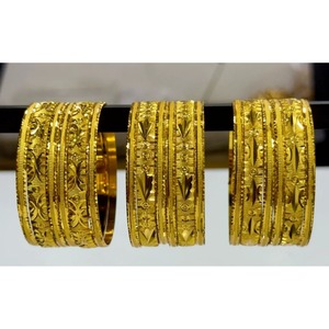 Premium Heavy Engraved Gold Plated <b>Bangle</b> <b>Set</b> Designer Traditional Indian Jewelry for Women Wedding Bridal and Festive Wear - Product Image 1