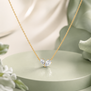 Collier pendentif élégant en or blanc 10K avec deux diamants de laboratoire taille poire, certifié IGI, cadeau de mariage de luxe - Product Image 2