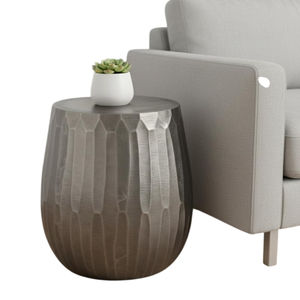 ชุดเก้าอี้เหล็กทำมือ 2 ตัว ตกแต่งด้วยนิกเกิลโบราณ โต๊ะข้างทรงกระบอกพร้อมลายเชฟรอน สำหรับตกแต่งบ้านสไตล์โมเดิร์น - Product Image 6