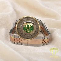 Montre-bracelet mécanique automatique de luxe pour homme avec cadran perlé classique, lunette dorée, bracelet en métal argenté et or rose, boîtier élégant