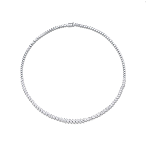Collier Tennis en Or 14 carats avec Diamants Marquise Gradués (Naturels) et Serti à Griffe, Bijoux de Mariage - Product Image 3