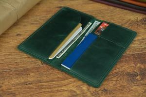 Tarjetero minimalista de cuero genuino, tipo de cierre abierto y largo para hombres y mujeres - Product Image 6