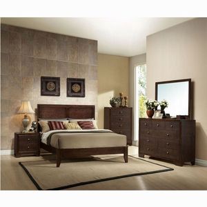 Comodino in Legno Stile Casual per Camera da Letto, 1 Pezzo, Finitura Espresso, 2 Cassetti - Product Image 6