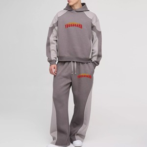 Ensemble jogging et sweat à capuche color block pour homme YOURBRAND – Polaire, pantalon et sweat-shirt, vêtements d'hiver 100 % polyester avec logo imprimé sur le devant - Product Image 2