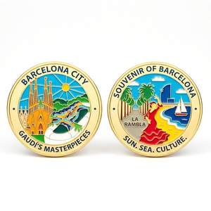 Monedas de Regalo de Barcelona, España, de Zinc Chapado en Oro, con Esmalte Suave, Estilo Antiguo e Imitación Moderna, Personalizadas Directamente de Fábrica - Product Image 1