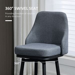 เก้าอี้สตูลบาร์หมุนได้2 360สูงทันสมัยมีขาเหล็กเก้าอี้ห้องอาหารสีเทาเข้ม - Product Image 5