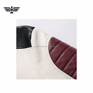 Chaqueta de Motociclista de Cuero de Alta Calidad Personalizada para Hombre |   Chaqueta de Motociclista Negra, Blanca y Marrón |   Logotipo personalizado de manga larga - Product Image 5