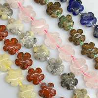 Grosir Batu Alam Asli Crazy Lace Agate Kuning Jade Kristal Kuarsa 15MM, Batu Permata Bunga Mawar, Penjualan Panas