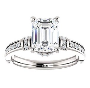 <b>Emerald</b> Cut 7x9mm Moissanite Prong Setting <b>Ring</b> 925 Sterling <b>Silver</b> White Gold Plated Engagement Wedding Bridal Luxury Solitaire - Product Image 3