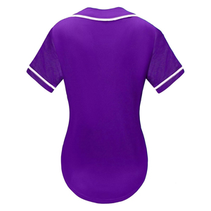 Camiseta de béisbol morada para mujer, manga corta, cuello en V, con botones frontales, que absorbe la humedad, ajustada, de malla, ropa deportiva OEM ODM 2026 - Product Image 2