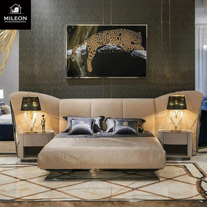 High <strong>End</strong> Master Bedroom Furniture Contemporary Double Leather <strong>Bed</strong> Upholstered Headboard <strong>Bed</strong> Sets Luxury king Size Soft <strong>Bed</strong> - Product Image 1