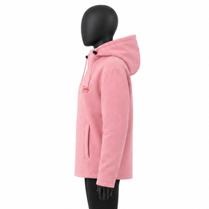 Hoodie de ski surdimensionné personnalisé pour femme, rose, en polaire, imperméable, col montant, pour sports d'hiver et activités de plein air - Product Image 3