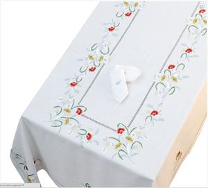 Mantel personalizado con diseño de flores bordadas, cubierta de algodón de alta calidad para el hogar, restaurante y Hotel, venta al por mayor - Product Image 5