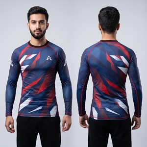 Custom BJJ Rash Guard Australia Long Sleeve MMA <b>Compression</b> <b>Shirt</b> Sublimation Grappling Jersey Quick Dry Fightwear Wholesale - Product Image 1