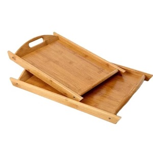 Bandeja de Servir de Bambú Rectangular, Diseño Minimalista Sólido, Juego de Platos de Madera Duraderos para Decoración del Hogar, Juego de Bandejas de Servir de Bambú - Product Image 1