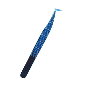 <b>Precision</b> Stainless Steel Eyelash Tweezers Smooth Tip Blue Coated Professional Lash Extension <b>Tool</b> with Reasonable Prices - Product Image 1