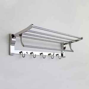 Porte-serviettes mural moderne en acier inoxydable pour salle de bain, style radiateur de chauffage, finition dorée - Product Image 2