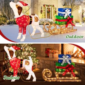 Perro y Trineo Navideños Inflables Preiluminados para Exteriores con 170 Luces Cálidas para Decoración de Patio y Porche - Product Image 6