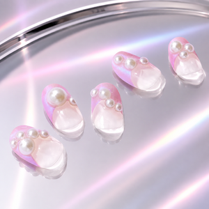 Design d'ongles effet verre, design d'ongles moderne, ensemble d'ongles rose pâle, design d'ongles rose gelée, bandes d'ongles DIY, design d'ongles effet verre - Product Image 1