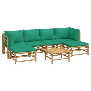 Conjunto de Muebles de Jardín de Bambú Verde Medio y Poliéster para Sofás de Exterior - Product Image 3