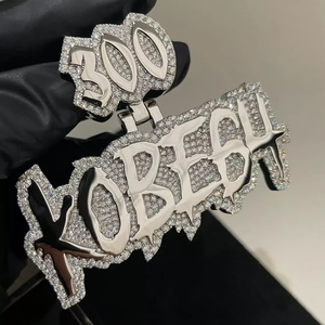 Collar con Colgante de Nombre Personalizado con Incrustaciones de Moissanita, Plata Pura, Letra Inicial, Estilo Hip Hop - Product Image 1