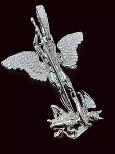 Indian Exporter Hip Hop Moissanite <b>Charm</b> Pendant Necklace Men High Quality 925 Silver Rhodium Plated Luxury Best Price - Product Image 3