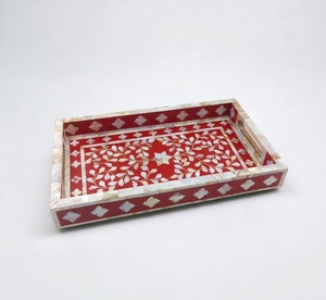 New Arrival Serving Tray With Resin & Bone Inlay Design Dinnerware Breakfast Food & <b>Dry</b> Fruits Home Decor Storage Serving Tray - Product Image 1