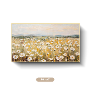 OEM ODM Hand Painted White Daisy Field Oil Painting Golden Meadow Hills Canvas Wall Art Horizontal <b>Framed</b> <b>Living</b> <b>Room</b> Decor - Product Image 1