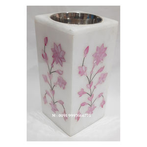 Quemador de Incienso Hecho a Mano con Forma Cuadrada, Incrustaciones de Nácar Azul y Mármol Blanco Natural, Diseño Floral, para Decoración del Hogar - Product Image 6