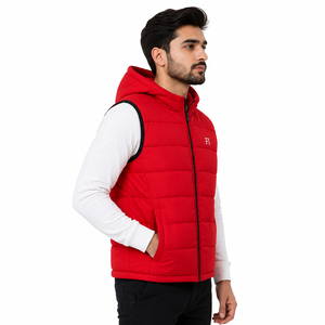 Custom Men's Casual <b>Quilted</b> Lightweight Padded Vest Hooded Sleeveless <b>Winter</b> Men's Jacket Outdoor Warm Waistcoat Wholesale OEM - Product Image 3