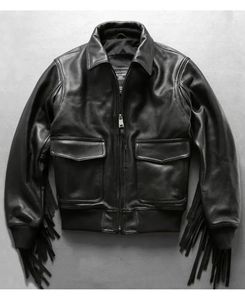 Direct Factory Sale High Quality Winter Men's Cow Skin Leather <b>Fringe</b> Jacket Customized Sizes Waterproof & Windproof Breathable - Product Image 1