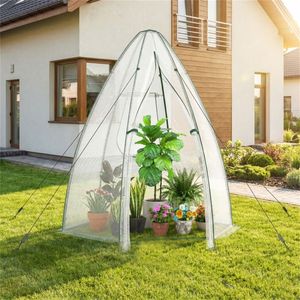 "Hexagonal Mini Greenhouse with Zipper Door & Roll <b>Window</b> Eco-Friendly PE <b>Cover</b> Outdoor Plant House White for Hydroponic Grow" - Product Image 2